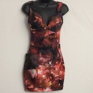 NWT Bebe Floral Scuba Body Con Print Dress Size XXS